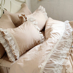 2pcs Embroidered Lace Pillow Case European Style Satin Cotton Pillowcase Bedding Pillow Sham Luxury Pillow Cover No Filler
