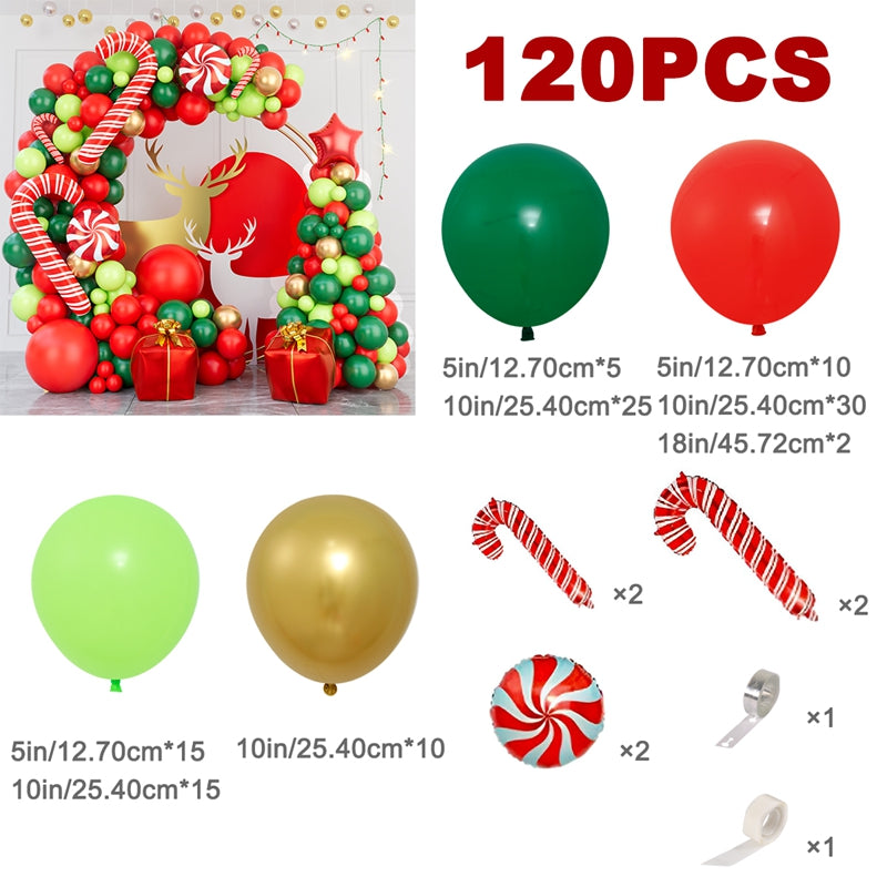 YICKYUE  -  Christmas Candy Cane Balloon Garland Arch Kit Merry Christmas Decorations For Home Navidad Xmas Happy New Year Balloons