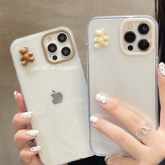 3D bear phone case for iphone 11 oro max 12 mini 7 xsmax x xr 8 plus soft silicone lovely cartoon protective cover cute capa