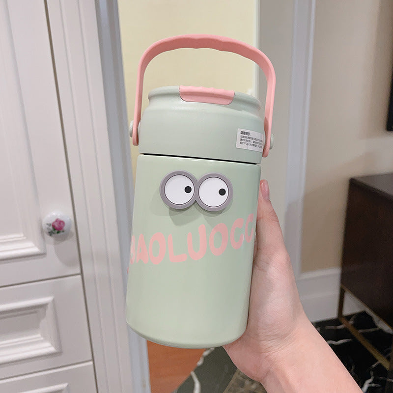 YICKYUE  -  Cute Thermos Bottle With Tea Filter 3D Sticker Vacuum Flask Stainless Steel Water Coffee Milk Travel Straw Cup 550/750ml Gift
