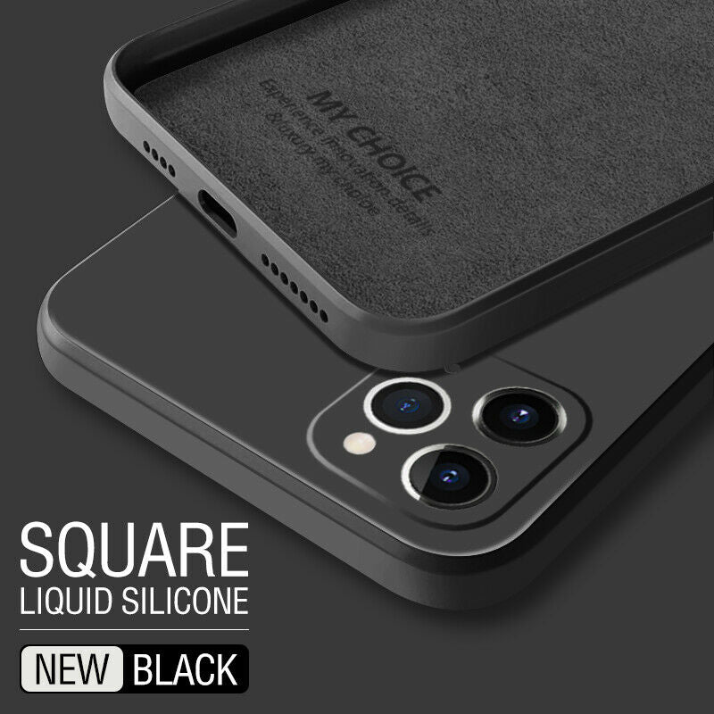 Official Square Silicone Shockproof Soft Phone Case For iPhone 11 12 13 Pro Max Mini X XS XR 7 8 Plus SE 2  Candy Back Cover