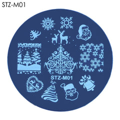 Christmas Nail Stamping Plates Polish Templates Snowflake Winter Design Stencils Molds Manicure Nail Stamp Tools TRSTZ-M01-10