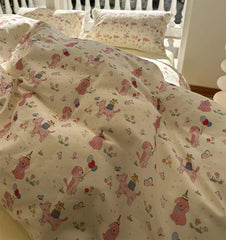 Yickyue -  Fashion cute cartoon pink dog bedding set teen,twin full queen king lovely cotton home textile bed sheet pillow case quilt cover