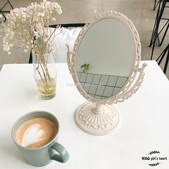 YICKYUE  -  Girl Mirror Woman Table mirror Makeup Mirror Double-Sided Rotating Table Mirror European Retro Round Mirror home decor