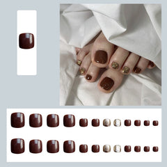 Press on Toenails 24pcs Glossy Nail For Foot Full Cover Toe nail Acrylic Set For Girl Wearable False Toenail 2022 Free Shipping