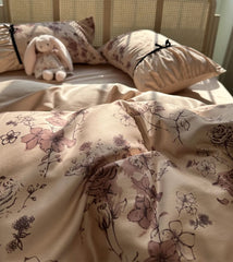 YICKYUE  Romantic vintage pastoral flower bedding set,full queen king rustic 100s cotton home textile bed sheet pillow case quilt cover