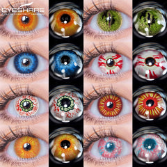 YICKYUE  -  1Pair Anime Color Contact Lenses for Eyes Yearly Red Lenses Black White Lenses Halloween Eye Lens Cosplay Eye Contacts