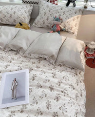 YICKYUE   -  French vintage pastoral flower bedding set,twin full queen retro floral cotton home textile bed sheet pillow case quilt cover