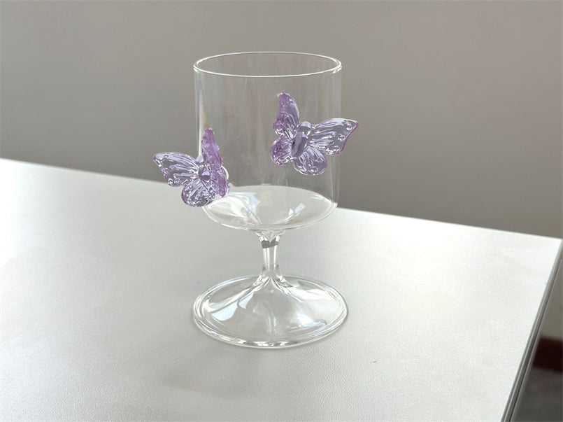 YICKYUE  -  In Korean Color Butterfly Wine Glass Simple Household Water Glass Creative Champagne Cocktail Goblet