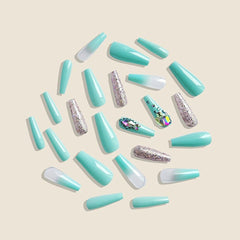 24P Glitter Diamond Artificial Fingernail Long Coffin Nail Press on Nails Supplies Professionals Fake Nails Tips Accessories Art