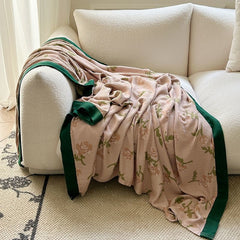 YICKYUE  -  Luxury Rose Flower Blanket Cotton Double-layer Towel Blanket For Sofa Bed Blanket Knitting Jacquard Home Textile