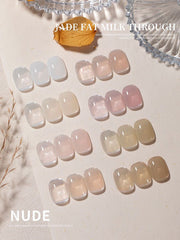 YICKYUE  -  1-8pcs Jade Milk Sheer Gel Polish - Crystal Translucent Nail Art Supplies for Nude Glossy Manicure & DIY
