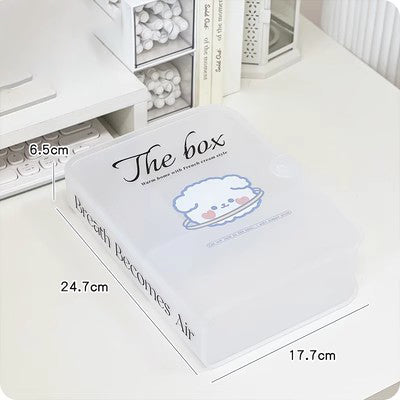 YICKYUE  -  Kawaii Plastic Storage Box Organizer For Phone Case Charging Cable Cute Desk Organizers Portable Home Wire Organizer Container