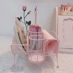 YICKYUE  -  Multifunctional Iron Storage Rack, Pink Storage Rack, Dishes, Spoon, Kitchen