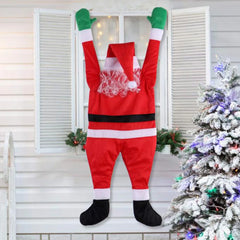 YICKYUE  -  1.7M Santa Claus Plush Suit Climbing Window Balcony Roof Chimney Hanging, 2024 Merry Christmas Gift Holiday Decoration Hanging