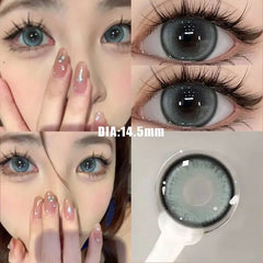 YICKYUE  -  2PCS Korea Colored Contact Lenses Myopia  Degree -0.00 to -8.00 Blue Eyes Beauty Pupil  Makeup Gray Lens Fast Shipping