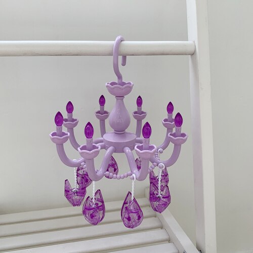 Kawaii Korean Style Girl Heart Retro Crystal Chandelier Shape Clothes Rack Cute Student Bedroom Clothespin Decoration Rack