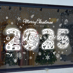 YICKYUE  -  2025 Merry Christmas Window Sticker New Year Electrostatic Glass Sticker Santa Claus Snowflake DIY Decal Home Room Decorations