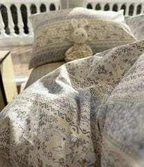 Yickyue -  European vintage pastoral flower blue bedding set,twin full queen floral cotton home textile bed sheet pillow case quilt cover