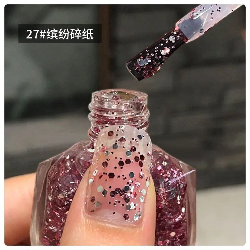 YICKYUE  -  45 Color Quick Dry Waterproof Glitter Pink Nail Polish