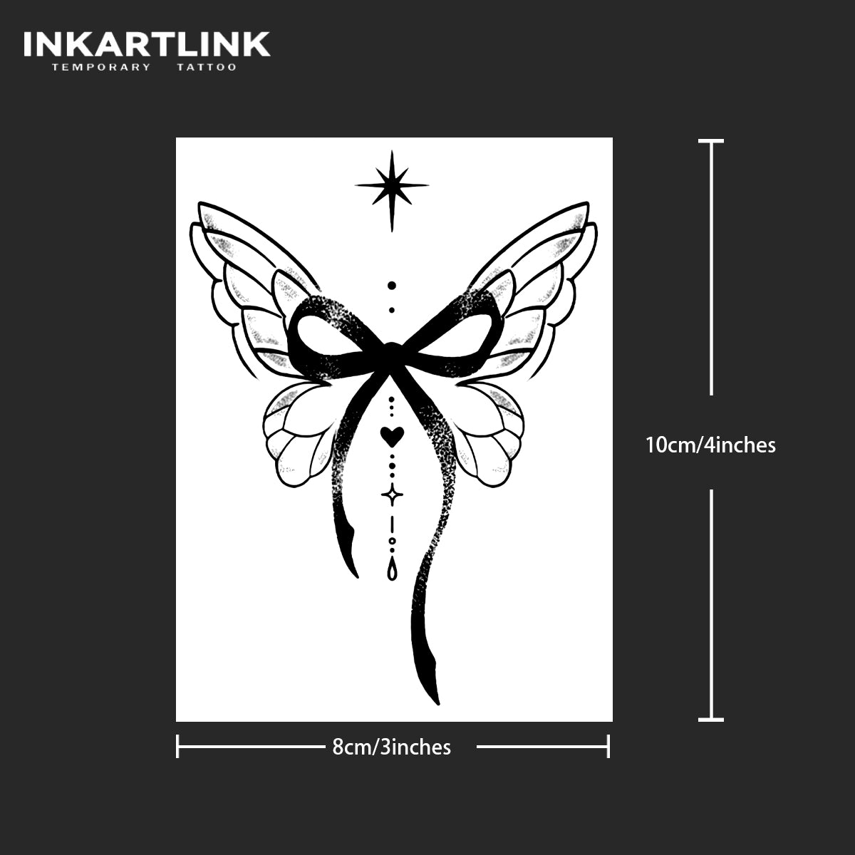YICKYUE  -  Bow Temporary Tattoo,Lasts To 15 Days New Technology Magic Waterproof Semi Permanent Sticker.