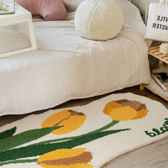 Yickyue New tulips plush girl bedside blanket inset style bedroom room living room sofa light luxury strip carpet window mat