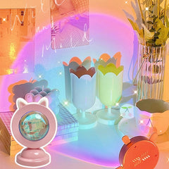 Kawaii Sunset Light Photo prop Desktop Atmosphere Sunset Dawn Light Bedroom Projection Rainbow Table Lamp Decoration Night Light