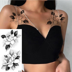 Waterproof Temporary Tattoo Sticker Sketch Sexy Flower Fake Tattoo Female Body Art Painting Arm Leg Tattoo Sticker