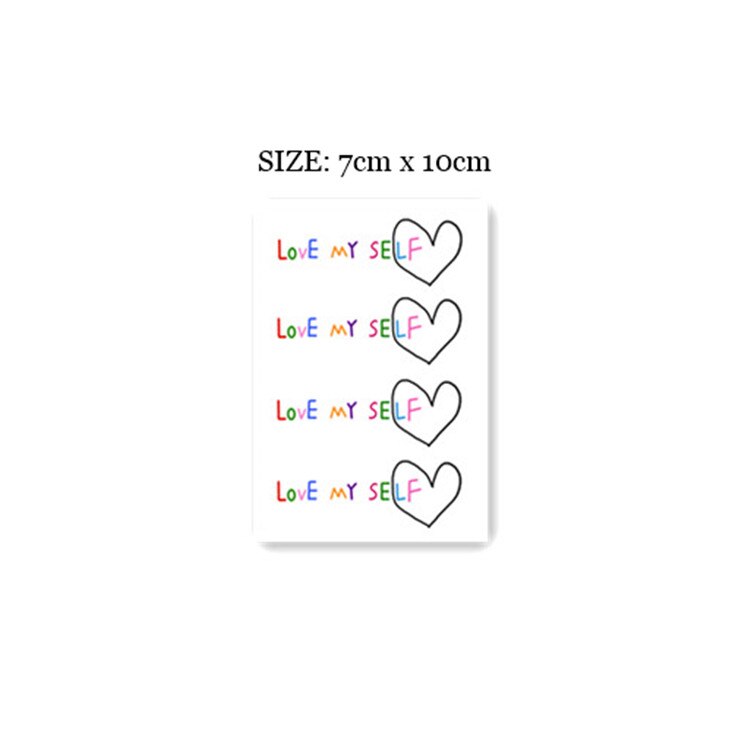 Waterproof Temporary Tattoo Stickers Cute Colorful HeartLetters Tattoo Flash Tattoo Arm Female Male