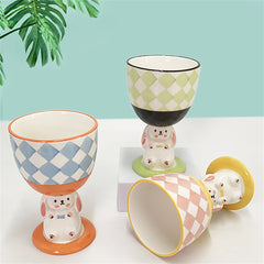 YICKYUE  -  Heal The Rabbit Cartoon Goblet Cute Hand-painted Three-dimensional Hand Pinch Mugs Irregular Large Capacity Coffee Cups