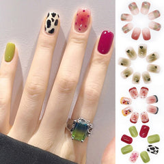 Yickyue Short False Nails Nail Patches Nail Art Waterproof Press On Nails With Designs Sweet French Nail Decoration Light Luxury Fashion