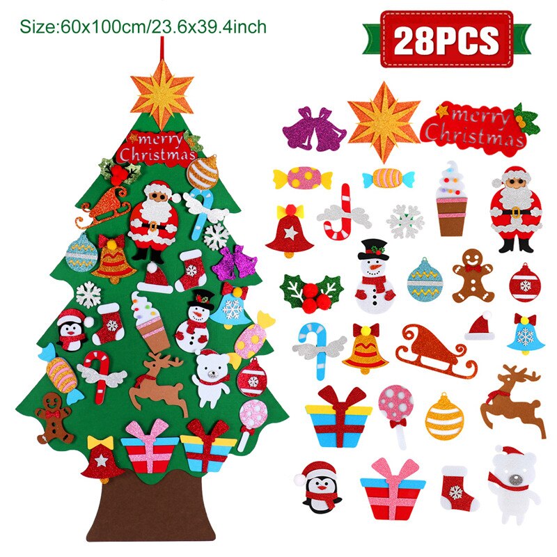 Yickyue DIY Felt Christmas Tree Decorations Christmas Gifts Christmas Decor for Home Xmas Wall Hanging Ornament Happy New Year 2023