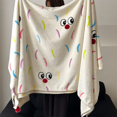 YICKYUE  -  Fun Striped Eyes Double-sided Flannel Blanket Cute Ball Casual Sofa Blanket Two-color Skin-friendly Soft Shawl Cover Blanket