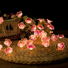 LED Battery Light String Peach Flower Lamp Christmas Outdoor Garden Decoration Flower Shape Flashing Light Peach Flower Lamp