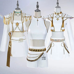 YICKYUE  Rumi Mira Zoey White Singing Suit Women Halloween Carnival Party Role Playing Outfit Cosplay Costume Wig