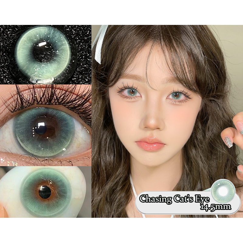 YICKYUE   -  Mill Creek 2pcs New Fashion Pink Colored Contacts Lenses for Eyes Cosmetic Blue Contact Lenses with Diopters 0~-8.00 Degree Lens
