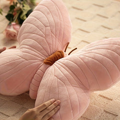 YICKYUE  -  2 Pink Velvet Butterfly Pillow, Bedside Pillow, Soft and Full Filled Cushion, Suitable for Bedroom and Living Room, Garden Sofa Decoration