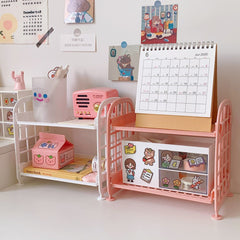 Home Kitchen Bathroom Storage Rack Organizer Cosmetic Jewelry Folding Storage Racks Holder 2 Layer Shelf Desktop Storage Shelfs