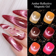 YICKYUE  -  7ml Amber Reflective Magnetic Gel Autumn Glitter Semi Permanent UV Gel Nail Polish Varnish Nail Art For Manicure