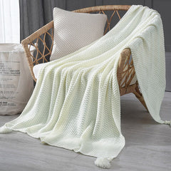Bubble Kiss Tassel Knitted Blanket Throw Blanket For Sofa Bedroom Summer Sleep Blanket Home Decor Soft Delicate Fashion Blanket