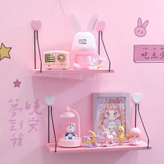 Pink wall shelf decoration frame bedroom living room wooden storage rack / wall-mounted shelf bracket shelf organizer