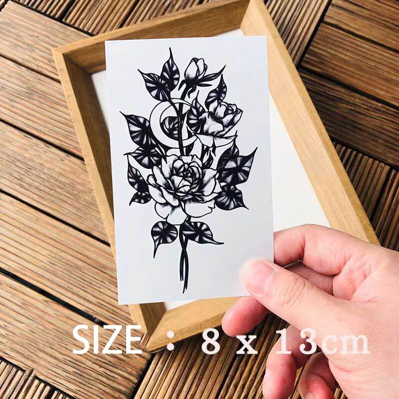 Waterproof Temporary Tattoo Sticker Rose Sketch Flower Design Body Art Fake Tattoo Flash Tattoo Ankle Female Male