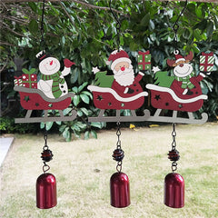 Yickyue Santa Snowman Sleigh Christmas Wooden Wind Chimes Holiday Ornaments Hanging Pendant 2022 Xmas Socks Decor Home Party Decoration