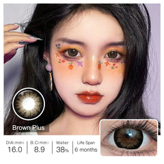 YICKYUE  (0.00~-6.00) Powered Contact Lenses With Grade Big Eyes Color Contact Lens for Eyes Beauty Cosmetic Color Lens 6 Months