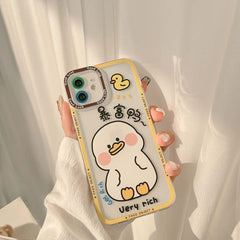 Fat duck cute phone case for iphone 8 7 plus 12 mini 11 pro max xsmax x xr se  cartoon cat eye rich lucky silicone cover
