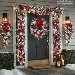 Yickyue Christmas Wreath Outdoor  Xmas Decorations Signs Home Garden Office Porch Front Door Hanging Garland 2023 New Year Decor