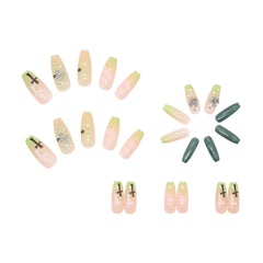 24pcs/box artifical nails fake Wearable nail tips Long Detachable press on nails Fake Nail Finished Nail Piece Sticker Ballet