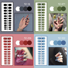 24pcs Reusable False Nail Matte Artificial Tips Full Cover Decorated Middle Square Press on Nails Art Fake Nail Without Box
