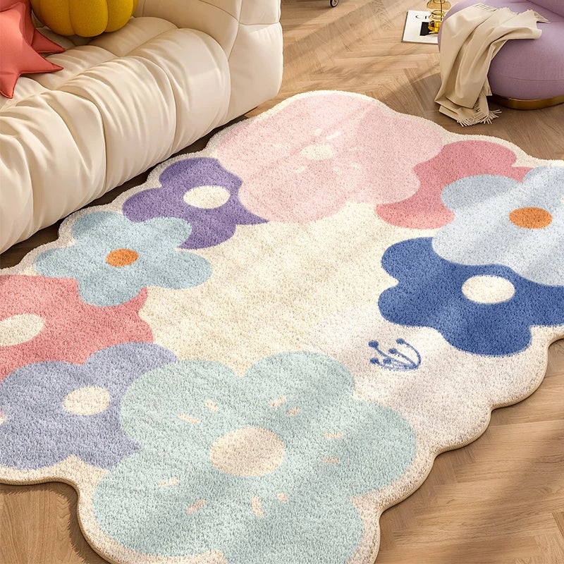 YICKYUE  -  Bedroom Home Carpet Large Area Colorful Living Room Flower Thickened Decoration Rug