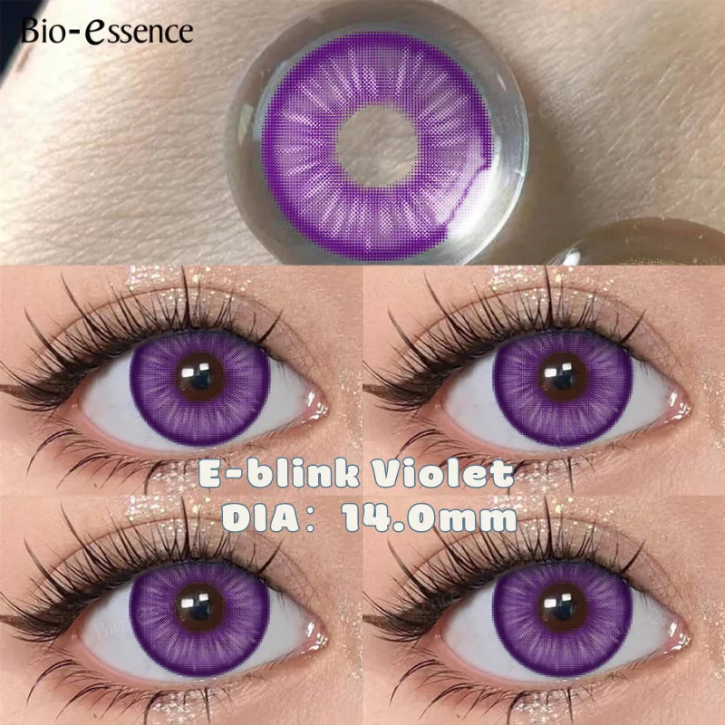 YICKYUE  2Pcs Colored Contact Lenses Purple Big Eyes Yearly Cosplay Blue Green Cosmetic Contact Helloween Soft Makeup Pupils